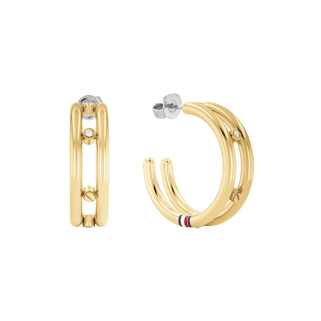 Brincos Tommy Hilfiger Hardware Hoop dourados