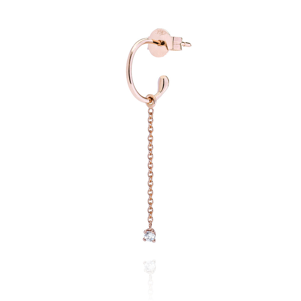 Brinco "Long Solitaire Diamond Hoop"