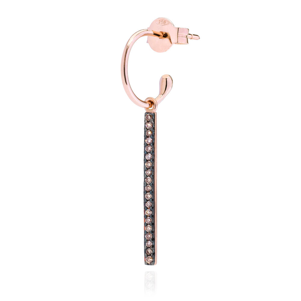Brinco M "Brown Diamonds Line Hoop"
